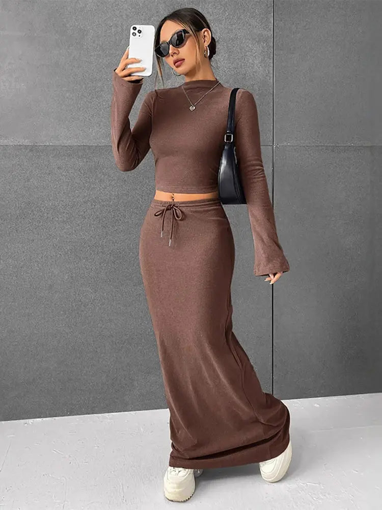 סט חצאית מקסי וטופ