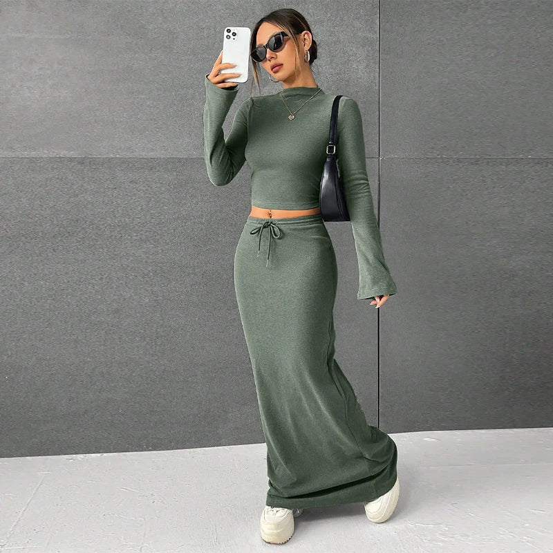 סט חצאית מקסי וטופ