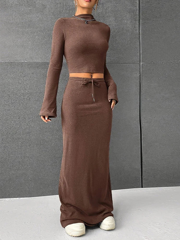 סט חצאית מקסי וטופ