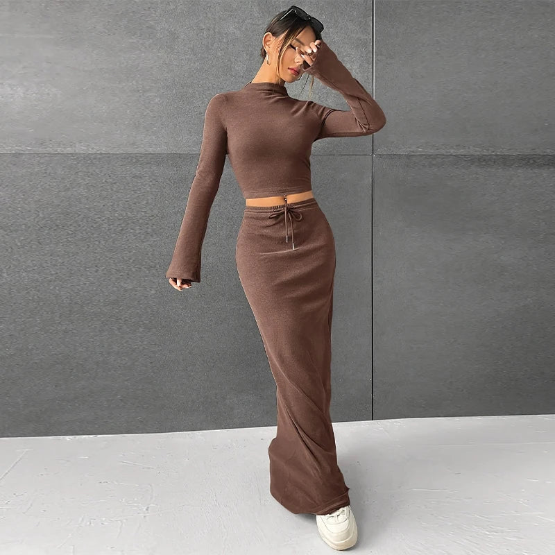 סט חצאית מקסי וטופ