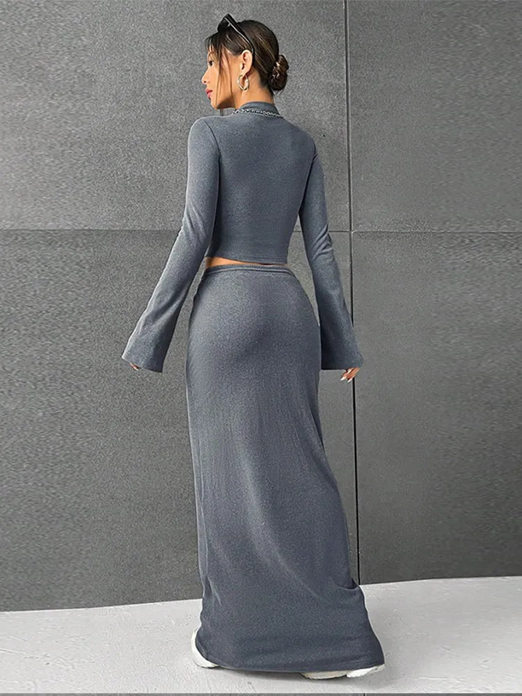 סט חצאית מקסי וטופ