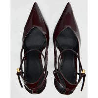 עקבים מבריקים עם שפיץ ורצועת קרסול דגם רונה