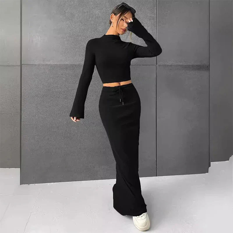 סט חצאית מקסי וטופ