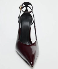 עקבים מבריקים עם שפיץ ורצועת קרסול דגם רונה