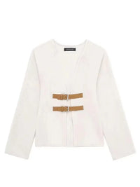 Alysha מעיל צמר בגזרת וי עם אבזמים